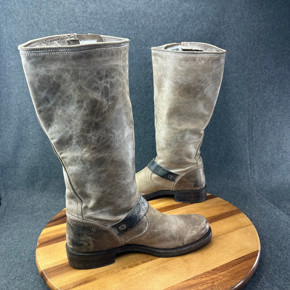 Frye Veronic Slouch Tall Riding Boots Women Size 8B Light Brown Leather 76608 - Picture 7 of 10